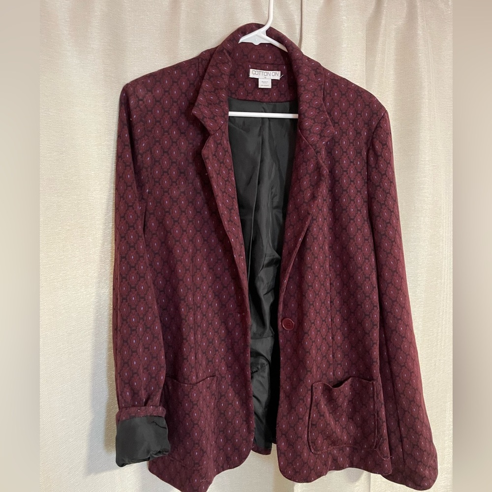 Cotton On, size Medium, maroon/patterned Blazer